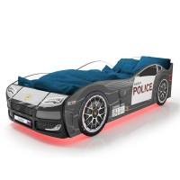 Объемная кровать машина Турбо Полиция Черная