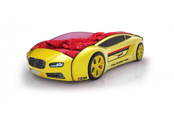 Объемная кровать машина Roadster Ауди Желтая