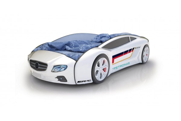Объемная кровать машина Roadster Мерседес Белый