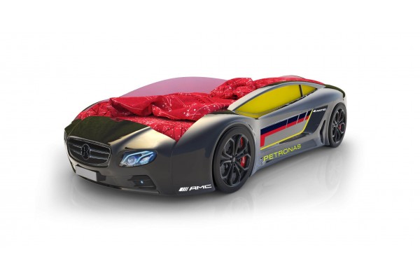 Объемная кровать машина Roadster Мерседес Черный