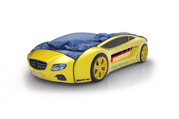 Объемная кровать машина Roadster Мерседес Желтый