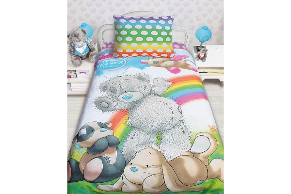 Детское постельное белье  Тедди на радуге (бязь, 100% хлопок)